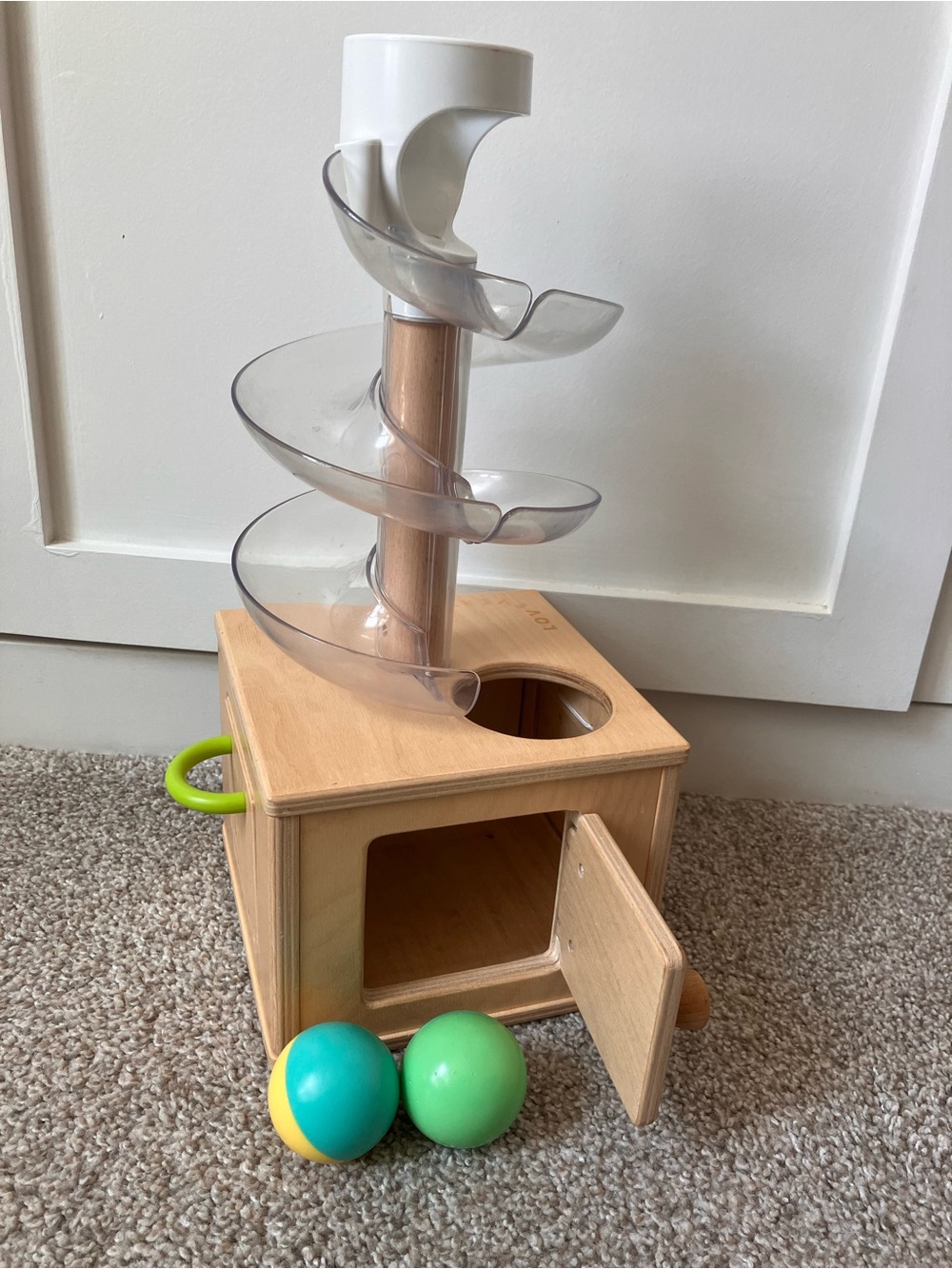 Lovevery Slide And Seek Ball Run - Natural Wood & Green